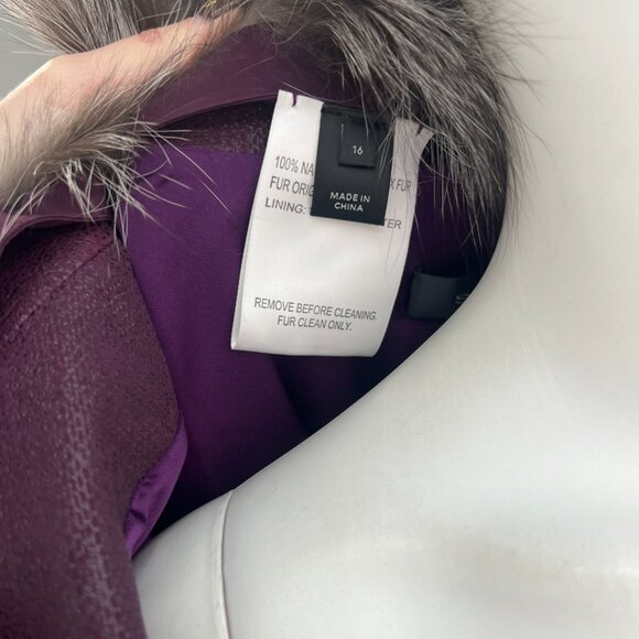 $2495 NWT St. John Burgundy Deep Magenta Fur Collar Jacket size 16 - Picture 10 of 11